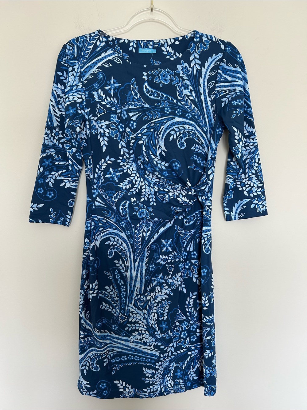 J. McLaughlin‎ Catalina Cloth Blue Printed Sheath Dress Size Small